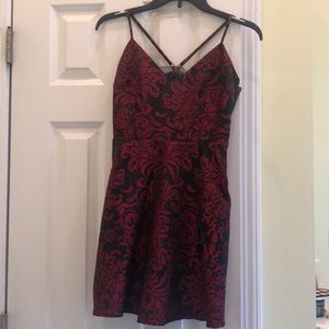 Black and Red Velvelt Mini Homecoming Dress